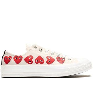 NWOB Comme Des Garçons Play x Converse Chuck 70 Ox "Multi Hearts White" Sneakers